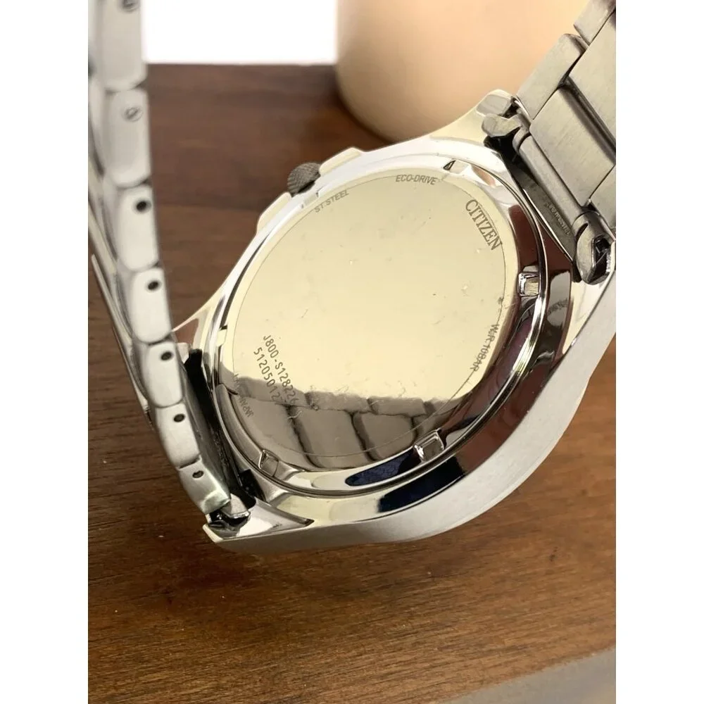 Citizen Men's Watch AW0110-58E Eco Drive Black Dial Day Date Silver Steel 44mm
